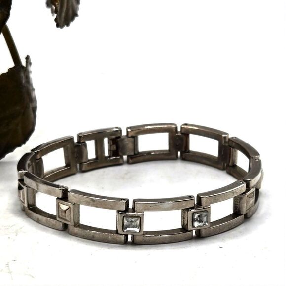 "5/$25" Silvertone Square Link Chain Bracelet - Picture 2 of 10